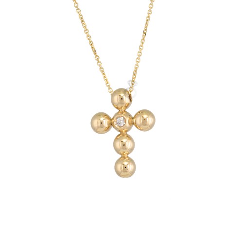 Χρυσό κολιέ Σταυρός με διαμάντι